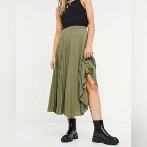 Jersey Pleated Midi Skirt